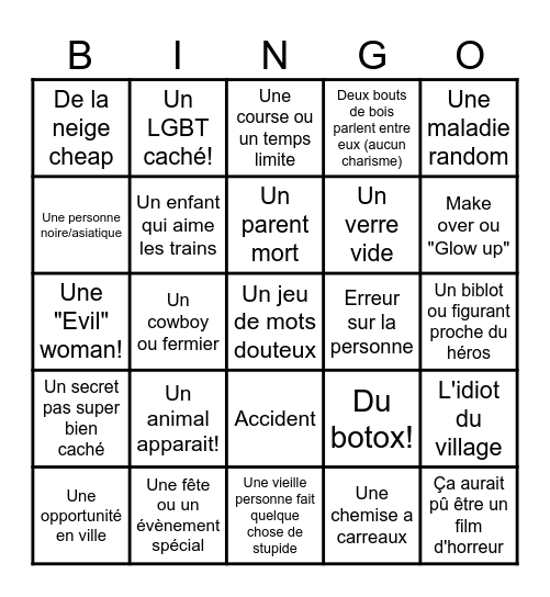 Mauvais film Bingooo Bingo Card