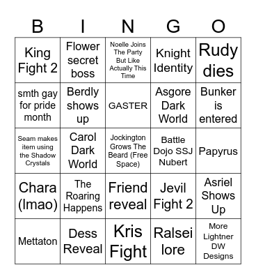 DELTARUNE TOMORROW Bingo Card