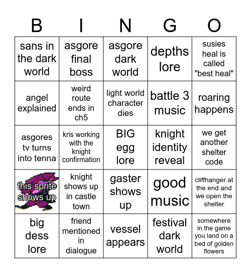 deltarune chapter 5 Bingo Card