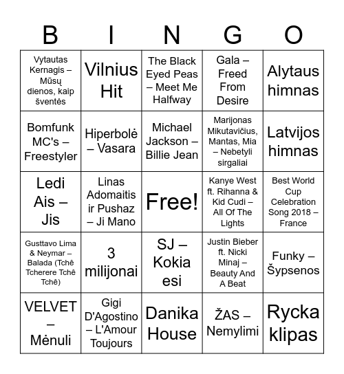 Samana Joninės bingo Card