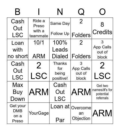 BINQO Bingo Card