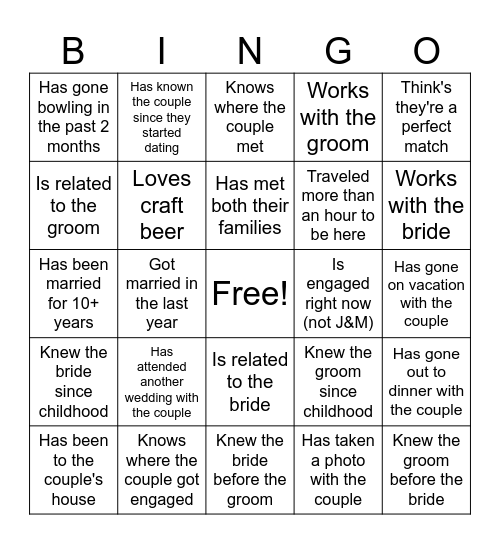 Love is Brewing! Find Someone Who... Bingo Card