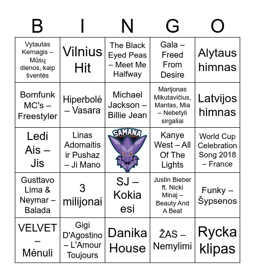 samana bingo Card