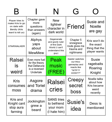 DELTARUNE chapter 5 bingo card Bingo Card