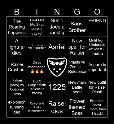 Deltarune Chapter 5 Bingo Card