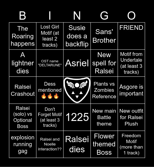 Deltarune Chapter 5 Bingo Card