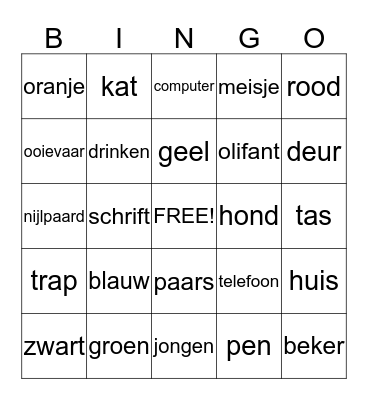 Duitse woorden Bingo Card