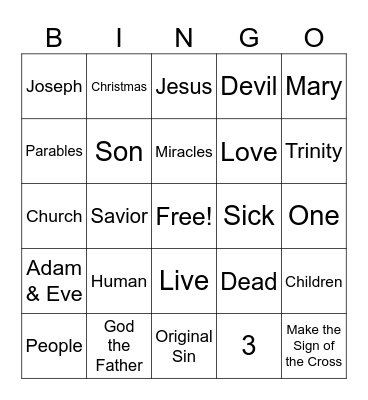 Gr 1 Chapter 6 Adventure Catechism  Bingo Card