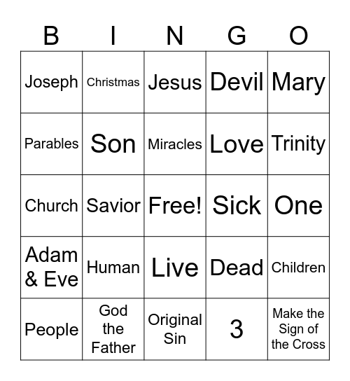 Gr 1 Chapter 6 Adventure Catechism  Bingo Card