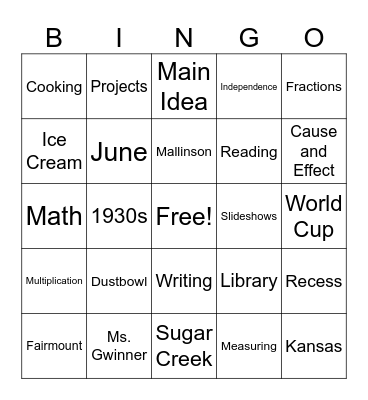 Summer School 2026 Bingo Card