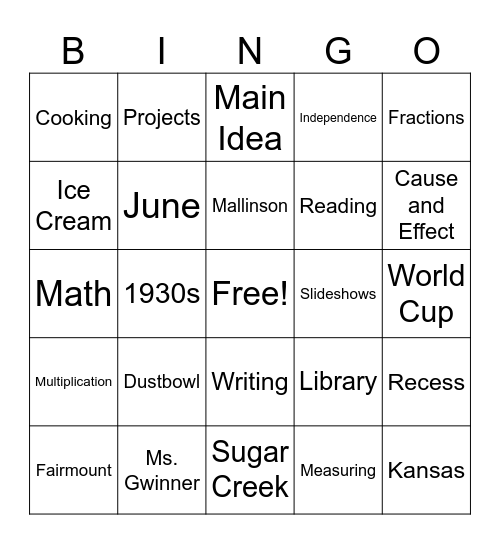 Summer School 2026 Bingo Card