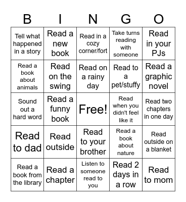Summer Reading Bingo Card
