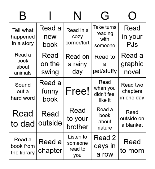 Summer Reading Bingo Card