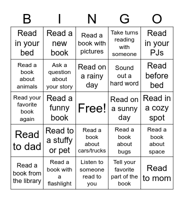 Summer Reading Bingo Card