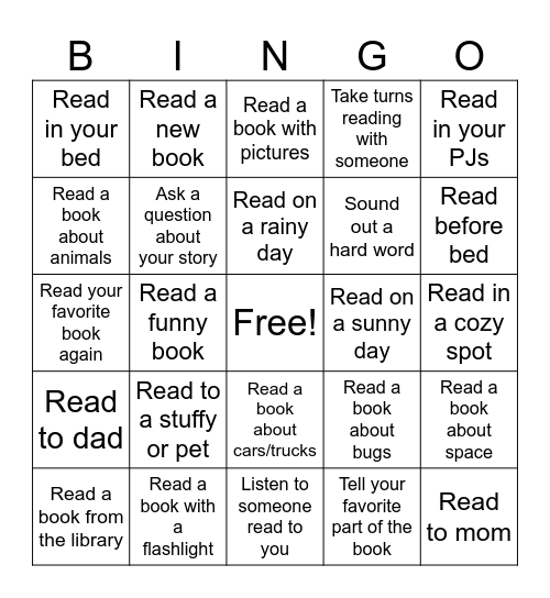 Summer Reading Bingo Card