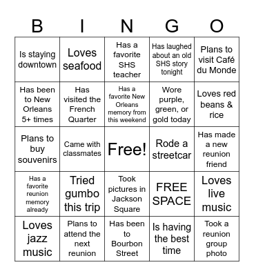 "New Orleans Edition" Bingo Card