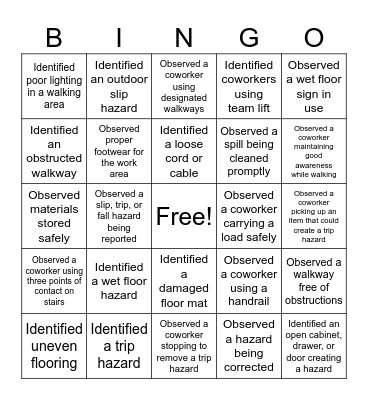 Good Catch Bingo Card