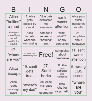 CosyAlice 3-year Affiliate Anniversary Bingo Card