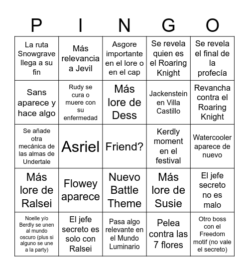 DELTARUNE Bingo Card