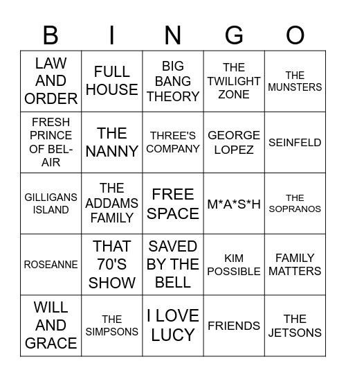 THEME SONGS Bingo Card