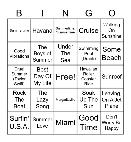 SUMMER VIBES Bingo Card