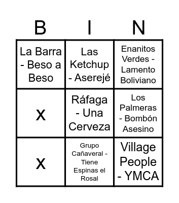 R&L Bingo Musical Bingo Card