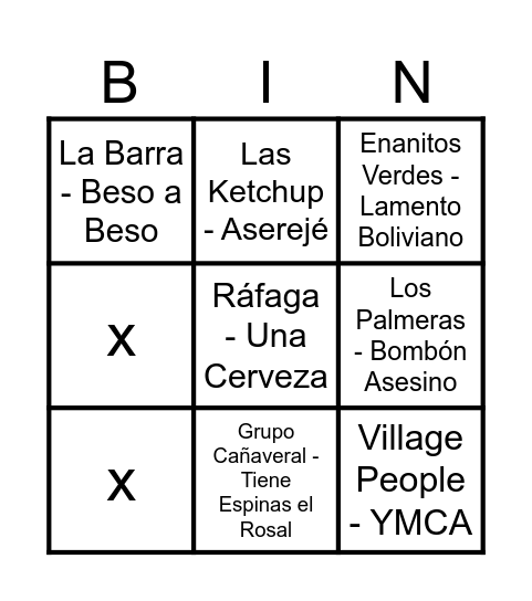 R&L Bingo Musical Bingo Card