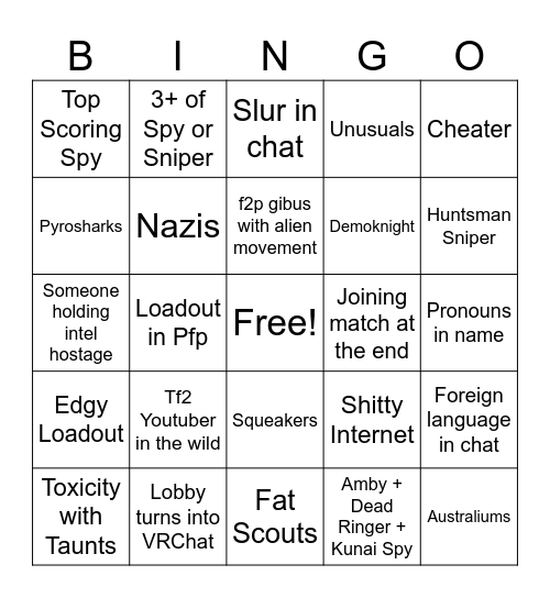 tf2 bingo Card