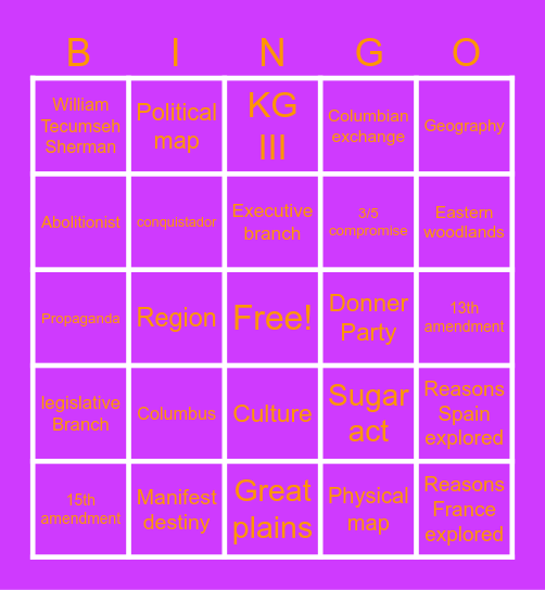 Social Studies BINGO ainavolagem Bingo Card