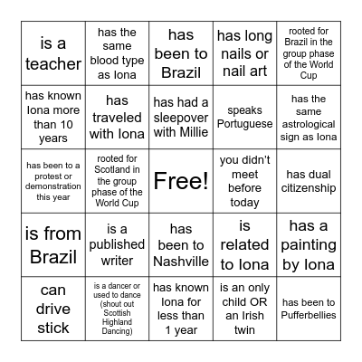 Find someone who... Bingo Card