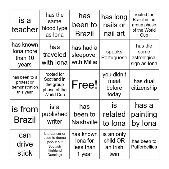 Find someone who... Bingo Card