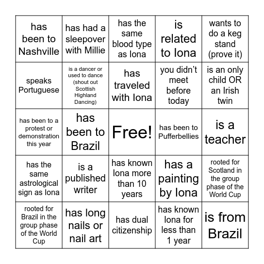 Find someone who... Bingo Card