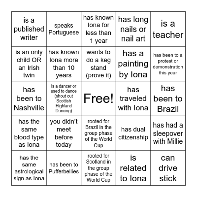 Find someone who... Bingo Card