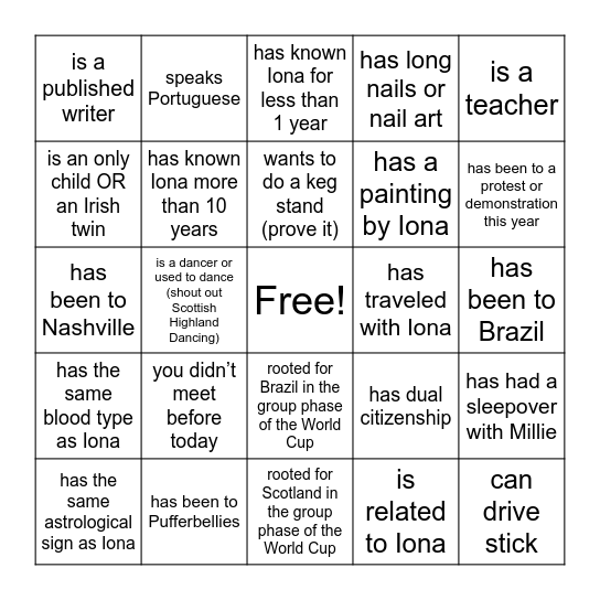 Find someone who... Bingo Card