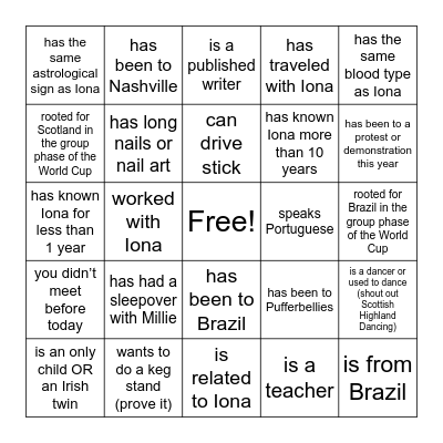 Find someone who... Bingo Card
