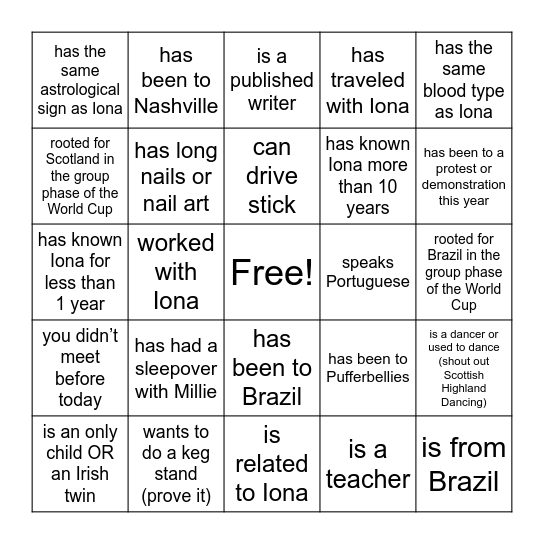 Find someone who... Bingo Card