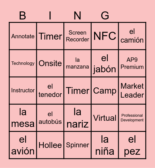 PROMETHEAN BINGO Card