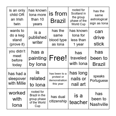 Find someone who... Bingo Card