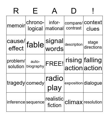 Exam Review Bingo Card