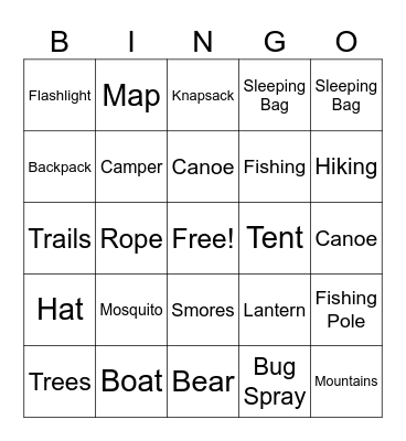 CAMPING Bingo Card