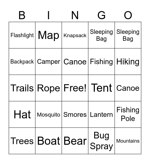 CAMPING Bingo Card