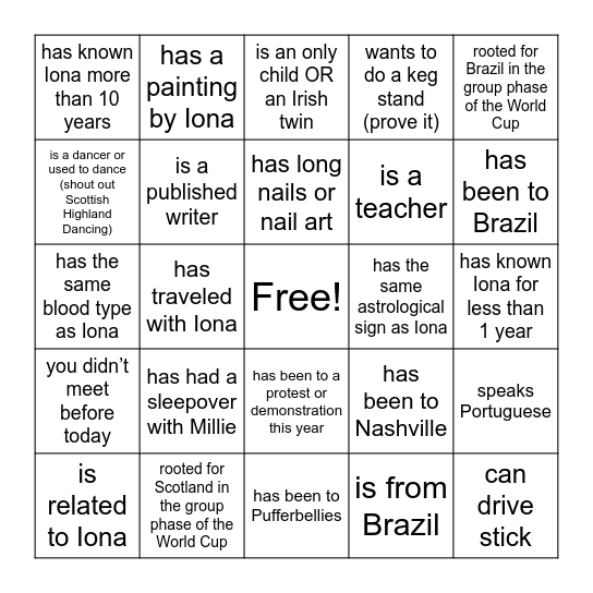 Find someone who... Bingo Card