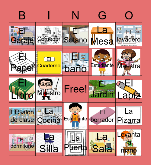 Español Básico Bingo Card