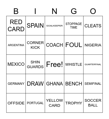 Prime World Cup Bingo Card