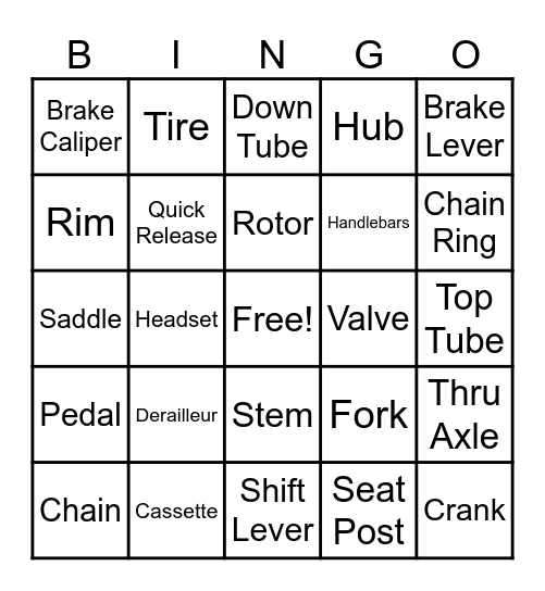 YBC Bike BINGO Card