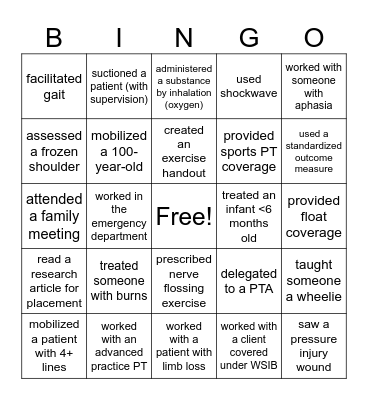 PT Bingo! Find Someone Who... Bingo Card