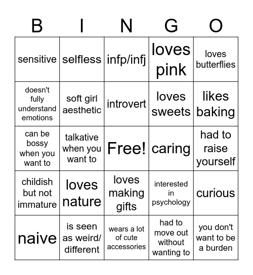 Lily kinnie bingo Card
