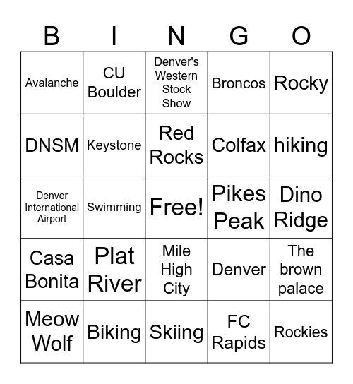 Colorado Bingo Card