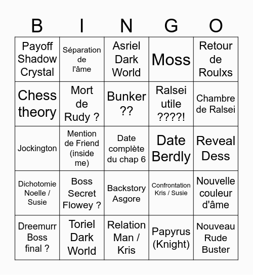Delatrune Chapitre 5 Bingo Card