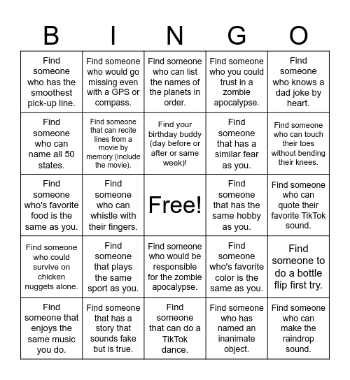 Ice Breaker Bingo Card